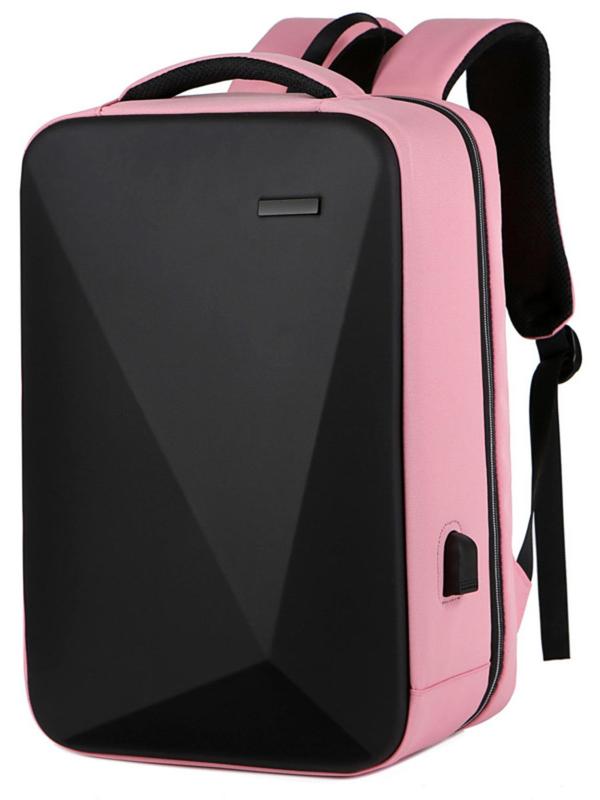 Unisex Business Large Capacity Laptop Backpack with Hard Shell Design, Plain Color Laptop Bag for Work & Travel, Anti-theft Backpack with Lock for Computer 4