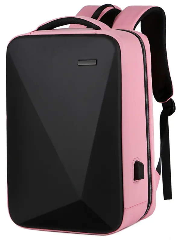 Unisex Business Large Capacity Laptop Backpack with Hard Shell Design, Plain Color Laptop Bag for Work & Travel, Anti-theft Backpack with Lock for Computer 4