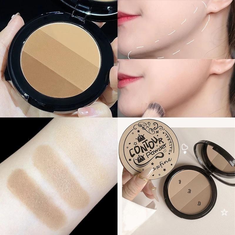3 Colors Contouring Blush Powder Palette Cosmetic Long Lasting Natural Stereoscopic Face Shading Powder Contour Powder Palette 4