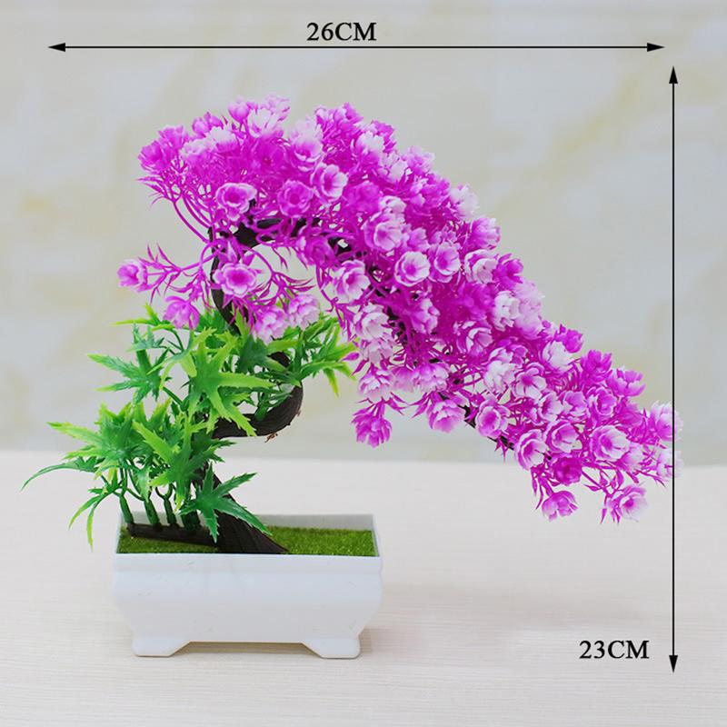 Chậu Cây hoa nhựa dáng bonsai, chậu cây cảnh nhỏ cây nhựa để bàn, góc học tập, kệ tivi, cầu thang