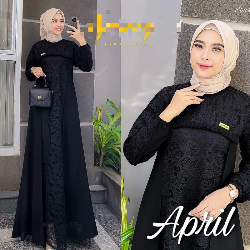 Gamis brukat kondangan mewah ld 140 gamis lebaran2023/ Dress Wanita Muslim Remaja 1