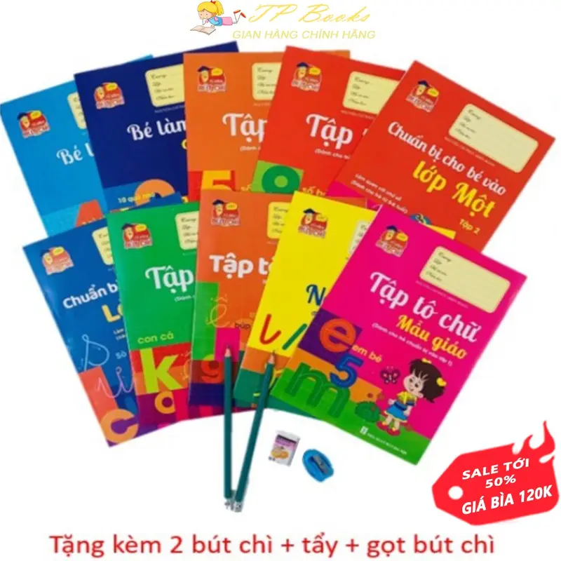 Bộ 10 Cuốn Tập Hành Trang Cho Bé Tự Tin Vào Lớp 1 (Tặng Kèm 2 Bút Chì + Gọt Bút + Tẩy Và Đệm Tay) - Vở Làm Quen Với Toán 1