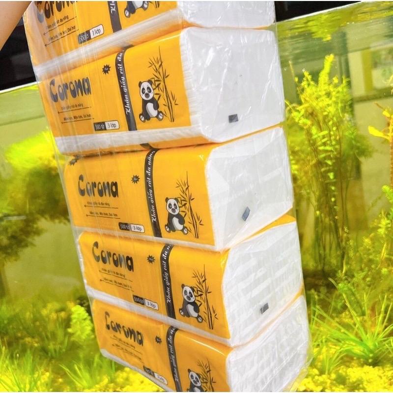 Combo 10 gói Khăn giấy rút CORONA 500-3Lớp siêu day mịn Giấy Ăn