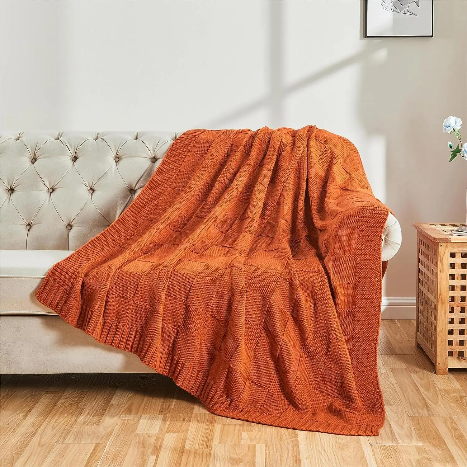Knit Design Throw Blanket, 1pc Soft Cozy Warm Throw Blanket, Comfortable Throw Blanket for Bed Sofa, Home Decor, Room Decor