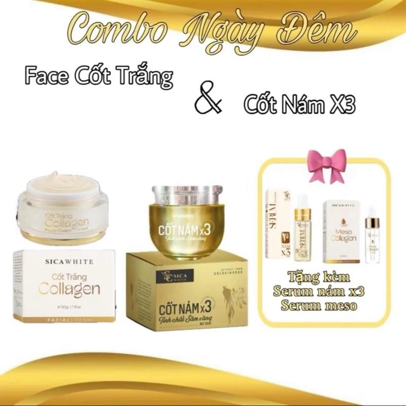  Combo 2 hộp   ngày đêm   cốt nám x3 và cốt trắng collagen tặng kèm 2 serum  hỗ trợ giảm nám  trắng da  đều màu da skincare 