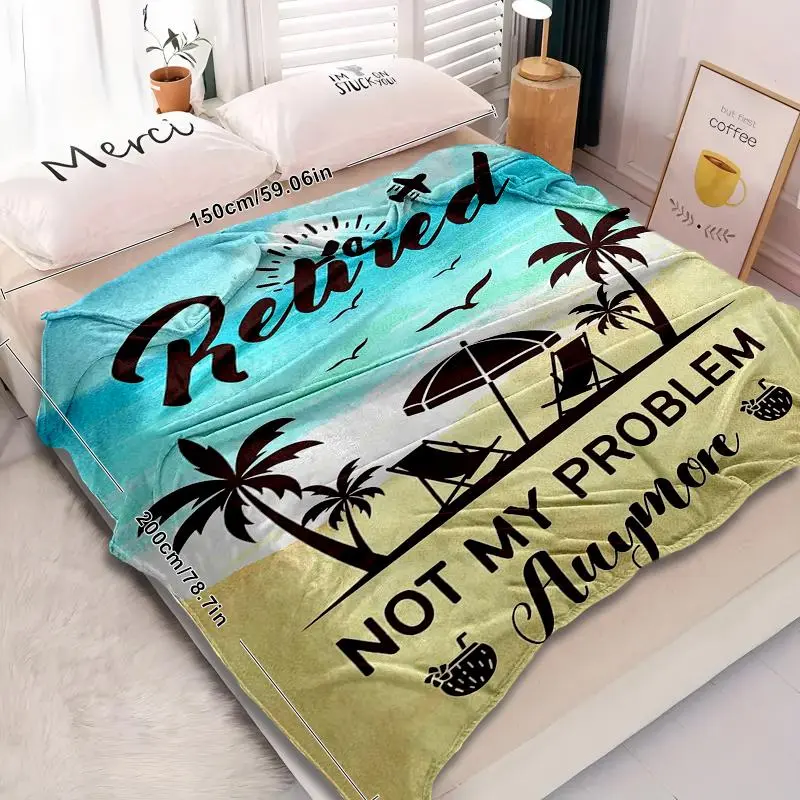 Cartoon Beach Pattern Blanket, 1 Count Soft Comfortable Warm Throw, Air-conditioned Room Blanket, Warm Nap Blanket for Home & Office 4