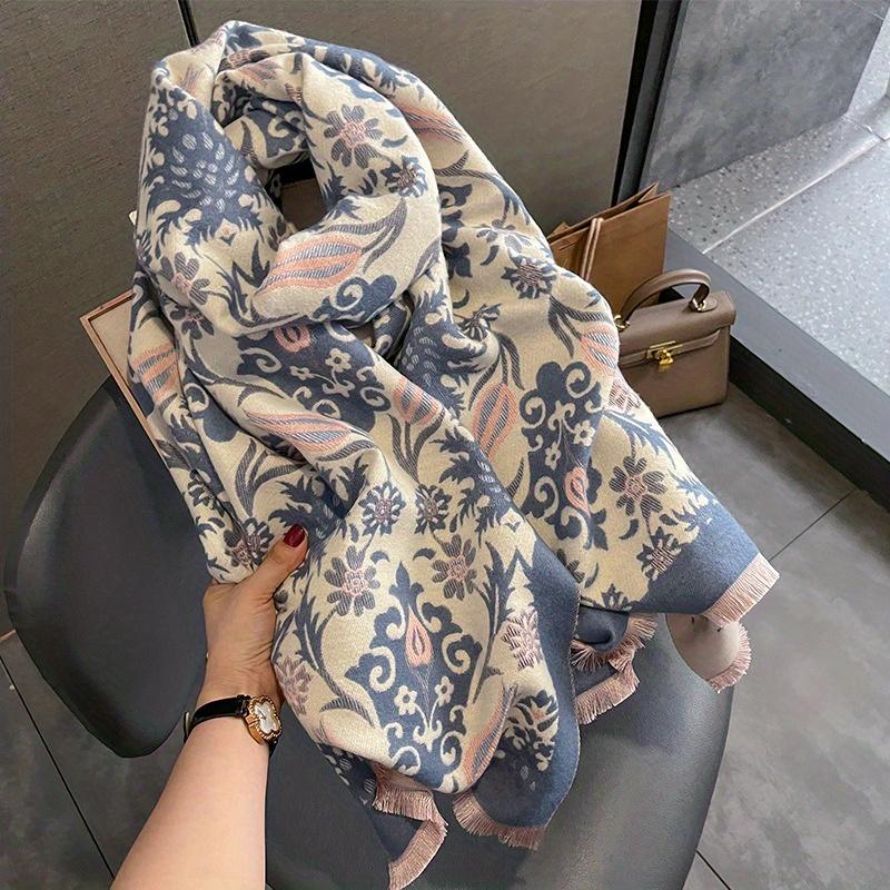 Product Introduction of ผ้าพันคอ Jacquard ขอบ, สไตล์วินเทจ, แคชเมียร์เทียม, ผ้าคลุมไหล่หนาอบอุ่น, เหมาะสำหรับฤดูใบไม้ร่วงและฤดูหนาว, ลำลองและเดินทาง, ผ้าพันคอบากกันลม 15