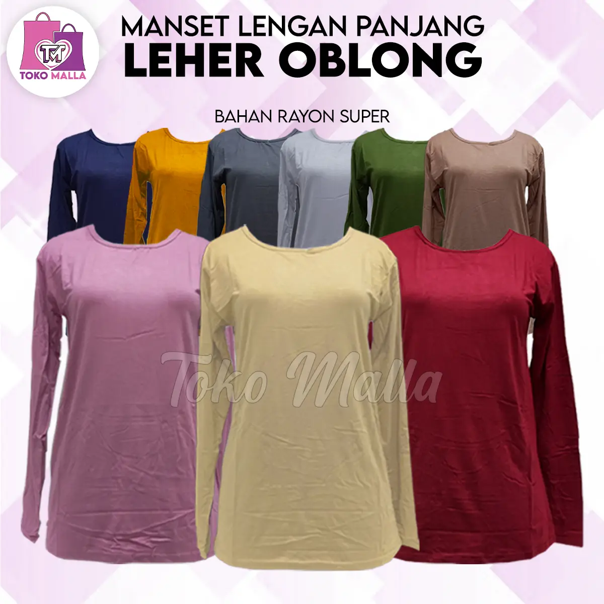 Baju Manset RAYON SUPER ADEM, Mangset Lengan Panjang Wanita Kerah Oneck Leher Bulat BAHAN STREACH Tidak Transparan Kaos Polos Dewasa Dan Remaja Katun Oblong Atasan