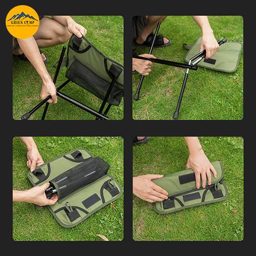 Ghế Gấp Gọn Khung Nhôm Hợp Kim 7075 Vải Oxford 600D Chịu Tải Trọng Cao 100KG Dùng Cắm Trại Dã Ngoại Câu Cá 2