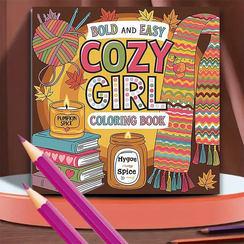 Cozy Girl Themed  Coloring Book, 1 Count  Adult Coloring Page, Thick Paper Coloring Book Gift for Friends, Colleagues, Family, School Gift
