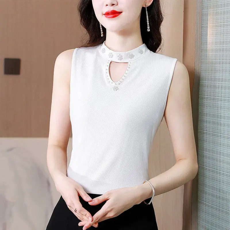 Áo Hai Dây Không Tay Thường Ngày Thời Trang1 Cho Nữ Áo Hai Dây Màu Trơn Hàn Quốc Áo Cánh Đính Cườm Dáng Ôm Trang Phục Nữ 2