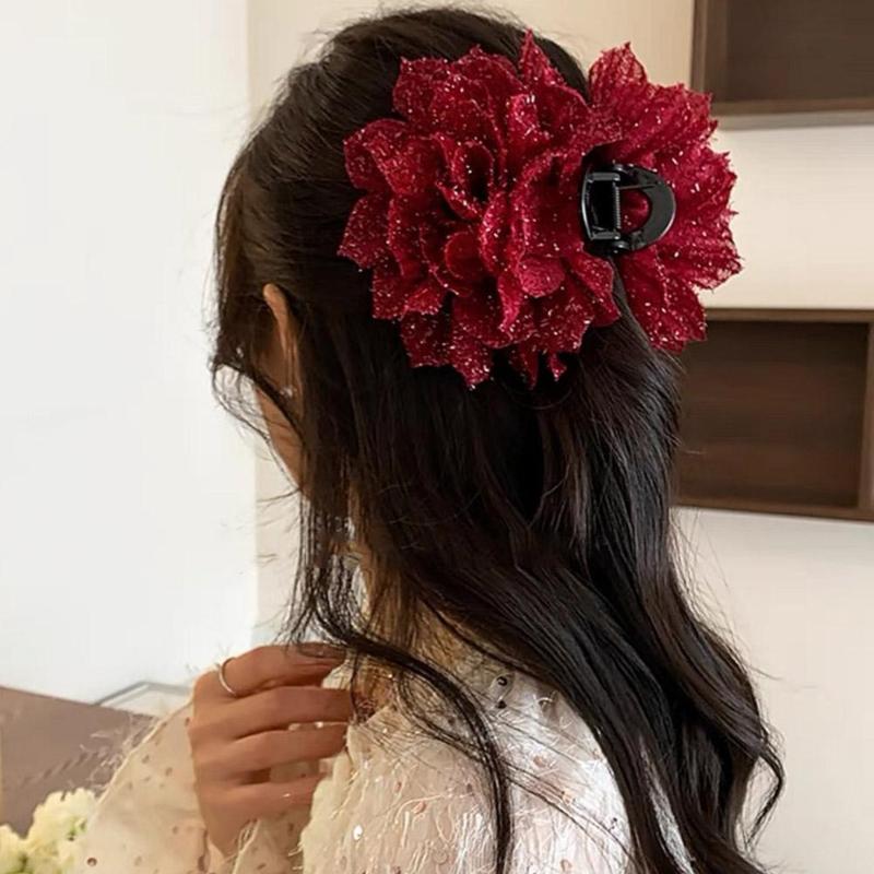 Product Introduction of Kẹp Tóc Hoa Lưới Màu Đen, Mẫu Mới Cao Cấp, Kẹp Tóc Đuôi Ngựa Cá Mập, Phụ Kiện Tóc Thanh Lịch, 1 Cái, Ở Phía Sau Đầu 31