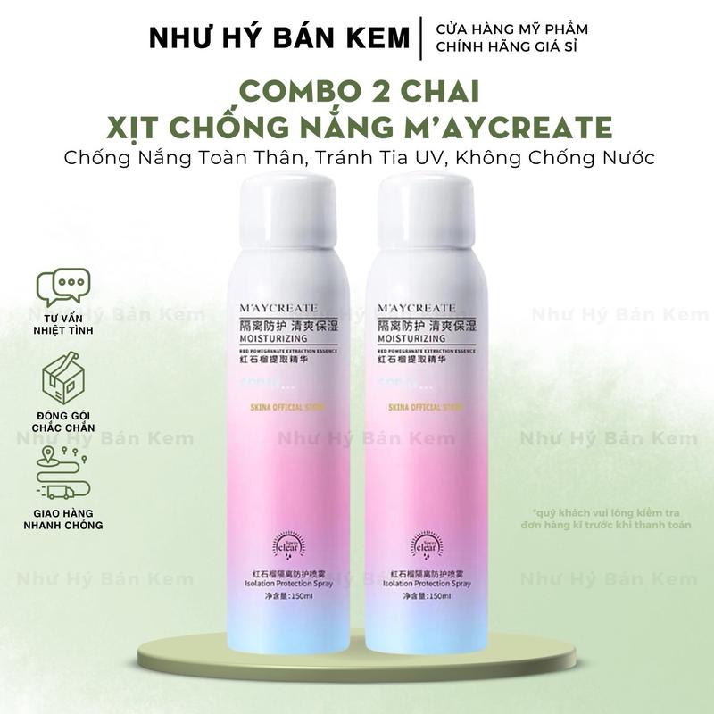 Combo 2 Chai Xịt Chống Nắng Body MayCreat 150ml Dạng xịt Nâng Tone Makuep Loại Xịn
