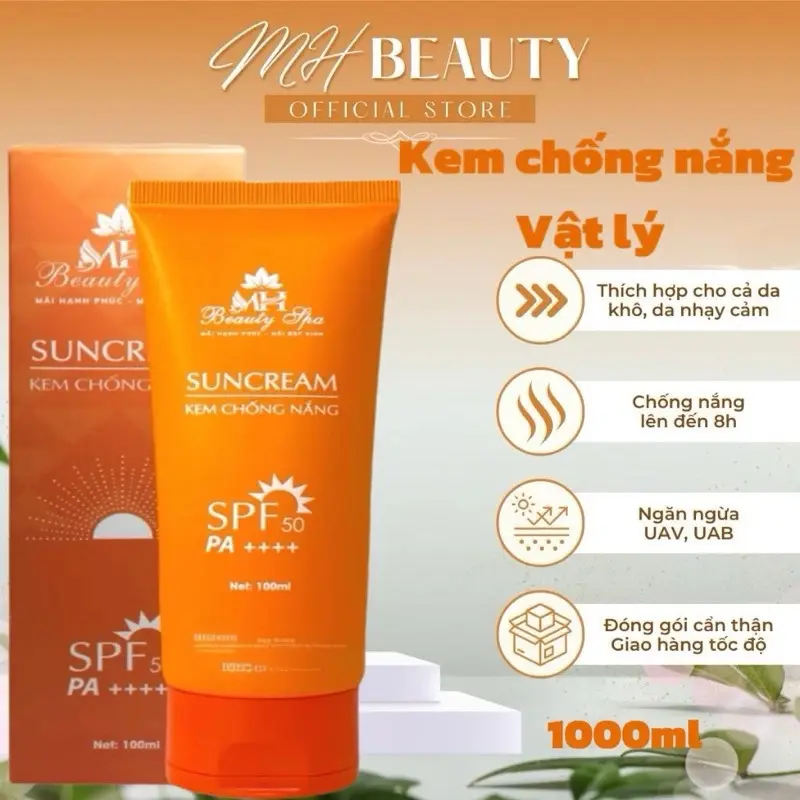 ￼Kem chống nắng vật lý MH  CHÍNH HÃNG  Kem chống nắng dưỡng ẩm, dưỡng trắng, kiềm dầu 100ml Làm Đẹp Da Nữ