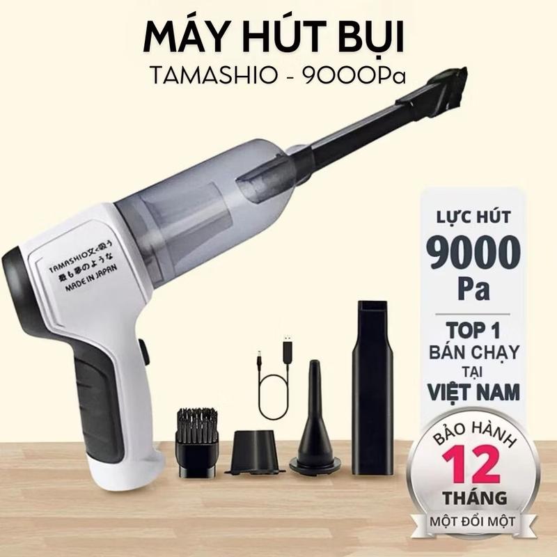 Máy Hút Bụi Cầm Tay Mini Cầm Tay TAMASHIO Nhật Bản Tặng Kèm 6 Đầu Hút , Hút Bụi Ô Tô, Giường Nệm, Lông Thú Cưng Làm Sạch