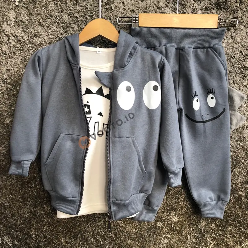 VOOTO KIDS - Set Jaket Anak Jogger Inner Laki Laki Perempuan Usia 1-7 Tahun Bahan Fleece 2