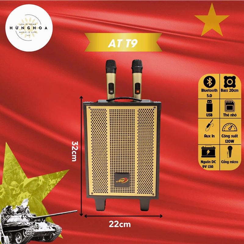 { AT - T9 } -1 -Loa karaoke T9 với 2 micro không dây hát karaoke, nghe nhạc, Bluetooth , thẻ nhớ , usb -