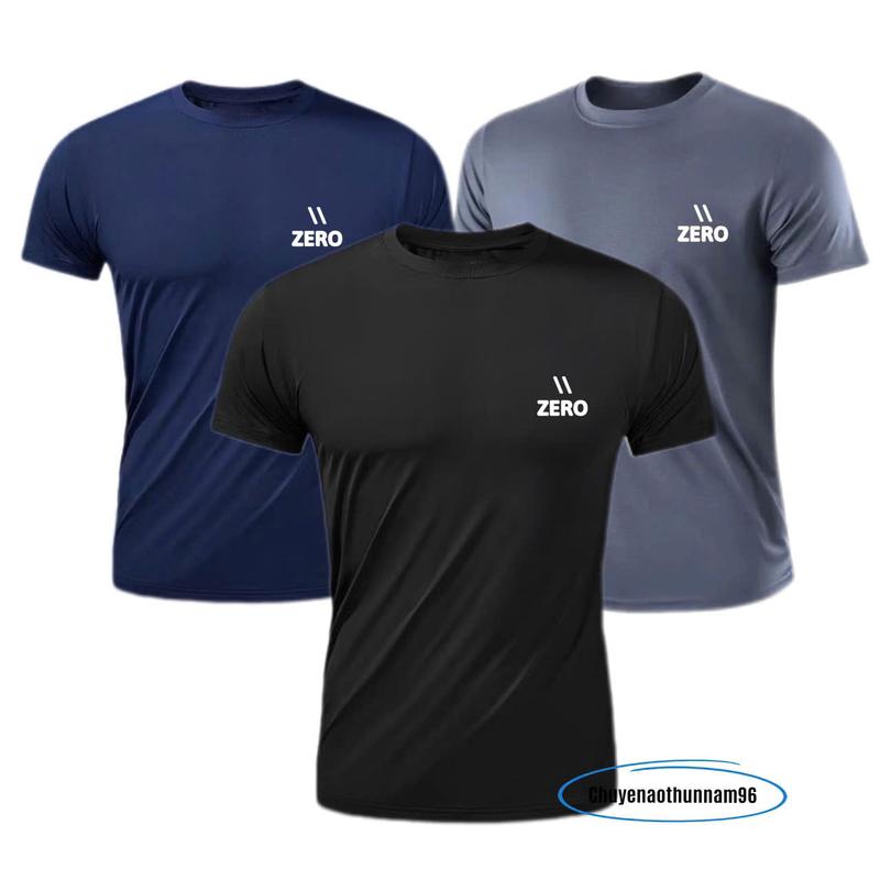 N-COMBO 3 ÁO 100K , áo phông nam in hình ZERO .cộc tay cổ tròn 40-85kg 0