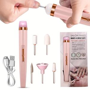 女性と女の子のための電動ネイルドリル、ジェル用のプロフェッショナルUSBネイルドリルマシン1セット、ドリルビット付きアクリルネイル、コードレスファイルセット、ネイルグラインドトリムポリッシュ用のハンドフットケアツール