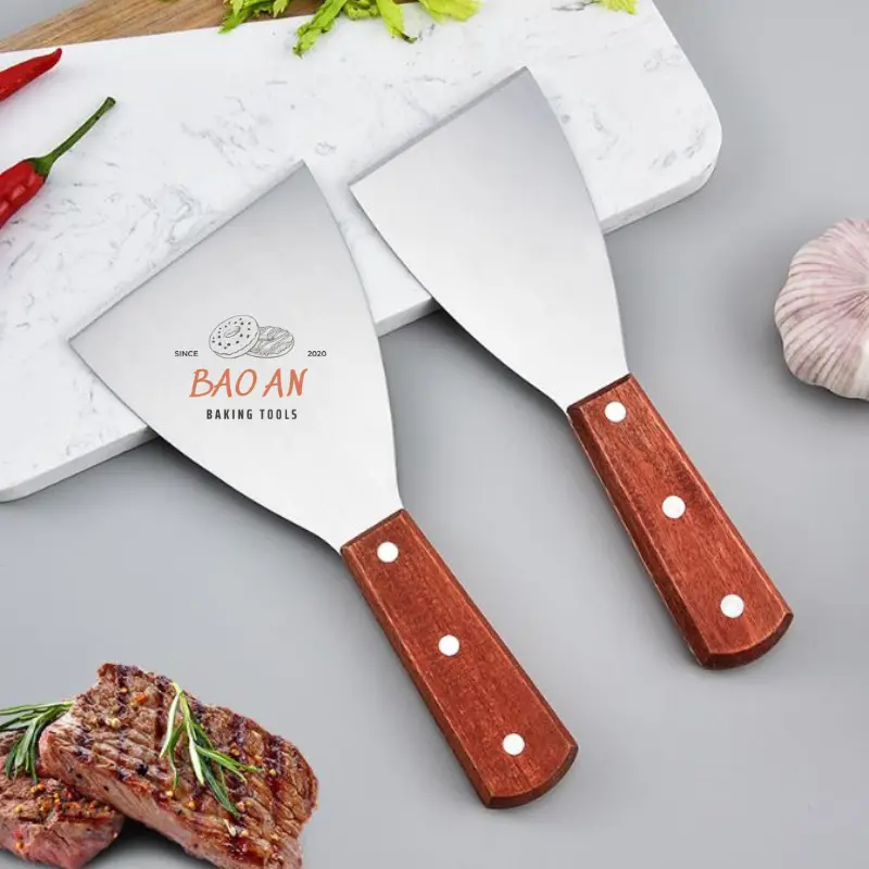 Xẻng xúc bánh pizza, socola, xẻng cạo bánh dẹt bằng thép không gỉ
