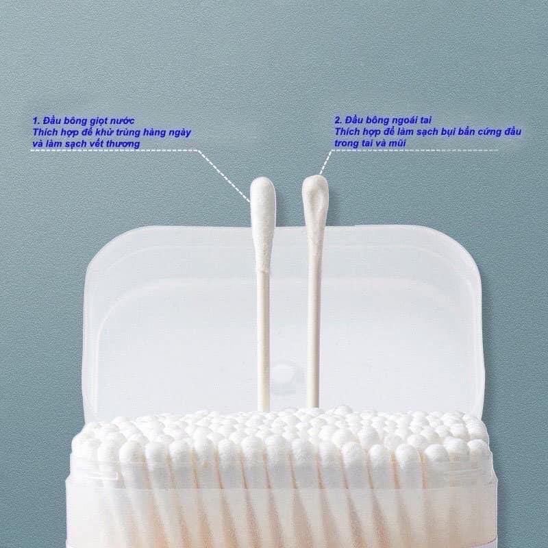 Tăm bông vcoool đa năng lõi giấy hộp 200 chiếc Cho Bé