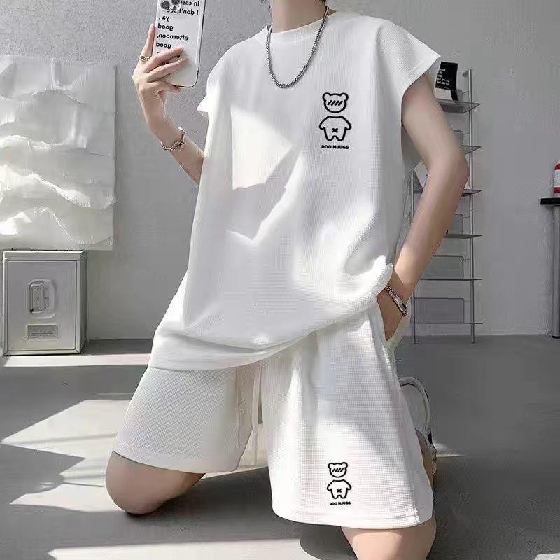Bộ Đồ Hai Mảnh Cho Nam, Bộ Sưu Tập Ruoshuai Ins, Áo Ba Lỗ Không Tay Bánh Quế Và Quần Đùi, Cao Cấp Và Tuyệt Vời, Thích Hợp Cho Thanh Thiếu Niên, Bán Chạy Tại Cửa Hàng, 12 4