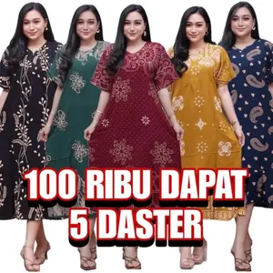 Daster 100 Dapat 5pcs || Daster Rayon standar Lengan Pendek Busui Bumil Kancing Depan Lengan Pendek Motif Batik Kekinian