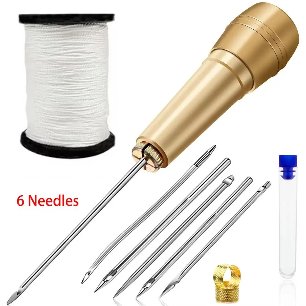 Bộ Dụng Cụ May Vá Awl Đa Kim, 1 Cái, Dụng Cụ May Thủ Công Bằng Tay, Thích Hợp Cho Đồ Thủ Công Tự Làm, Làm Bằng Nylon, Kim Ống Nhọn May Da, Móc Thẳng, Có Tay Cầm Bằng Đồng, Thích Hợp Để May Giày Và Sửa Chữa Da