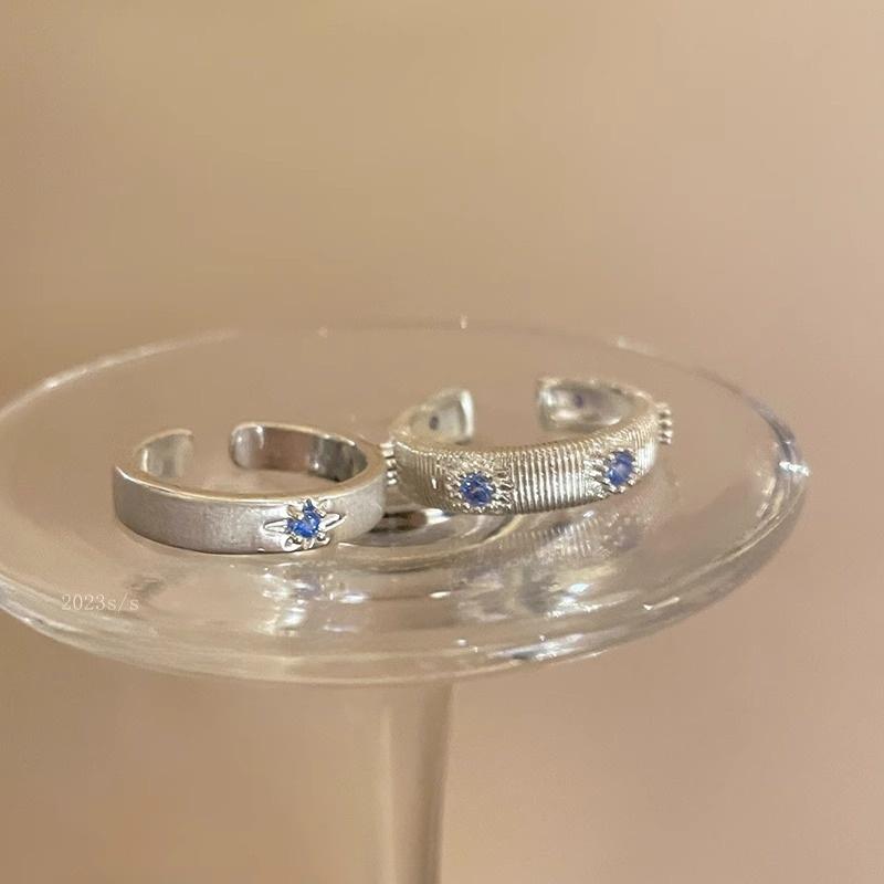 Product Introduction of Sea blue, cross, brushed, zircon, ring, female niche design, couple index finger ring ins style, simple temperament, ring, trend personality versatile 10