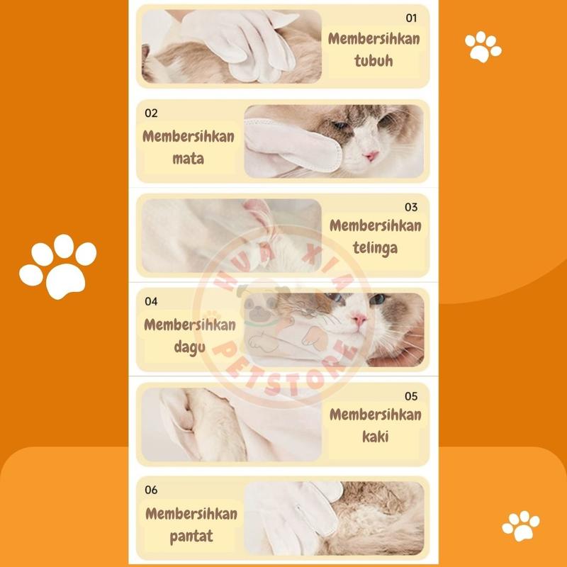 Tisue Basah Sarung Tangan Pembersih Anjing Kucing Pet Cleaning Glove Wipes 4