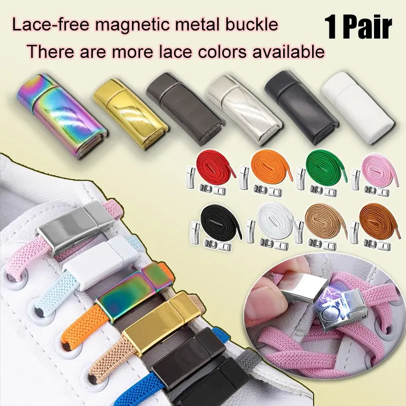 Khóa Dây Giày Cho Nam Lười, 1 Đôi, Không Cần Buộc, Không Cần Buộc, Dây Giày Co Giãn, Dụng Cụ Cố Định Khóa Dây Giày, Không Cần Buộc, Dây Giày Mở Rộng Đàn Hồi, Khóa Dây, Làm Bằng Kim Loại Hoa Ong Caro 0