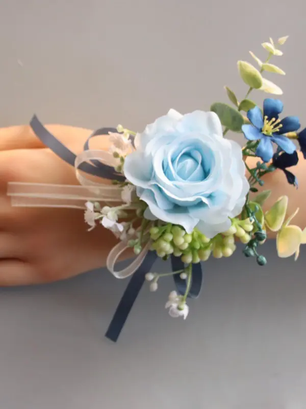 Artificial Rose Corsage Wristband, Elegant Bridal Wrist Corsage, Fashionable Wedding Party Decoration Accessories for Women 4