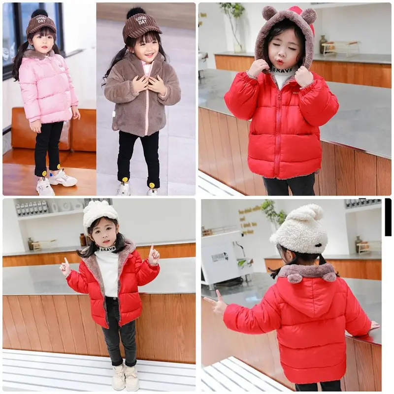 Áo khoác lót lông cừu tai gấu cao cấp Mặc được hai mặt cho bé [MD15] 2