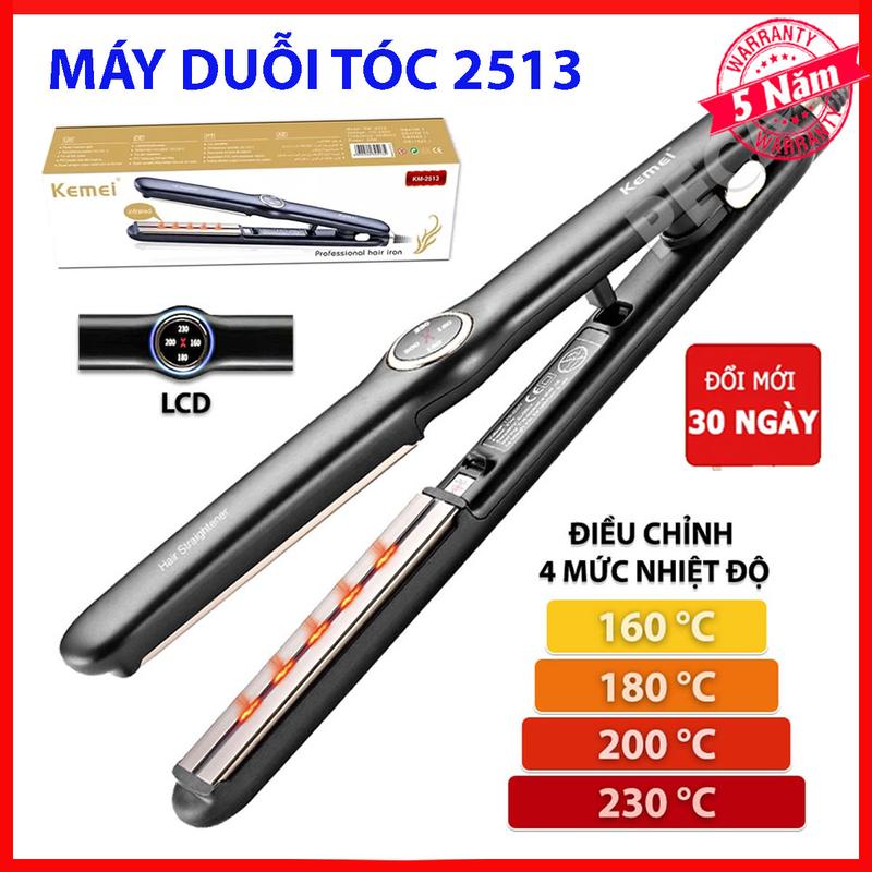 Máy duỗi tóc Kemei KM-2513, Máy là ép tóc 4 mức nhiệt phù hợp với mọi loại tóc bảng nhiệt phủ gốm dùng là tóc, uốn sóng Women Nữ