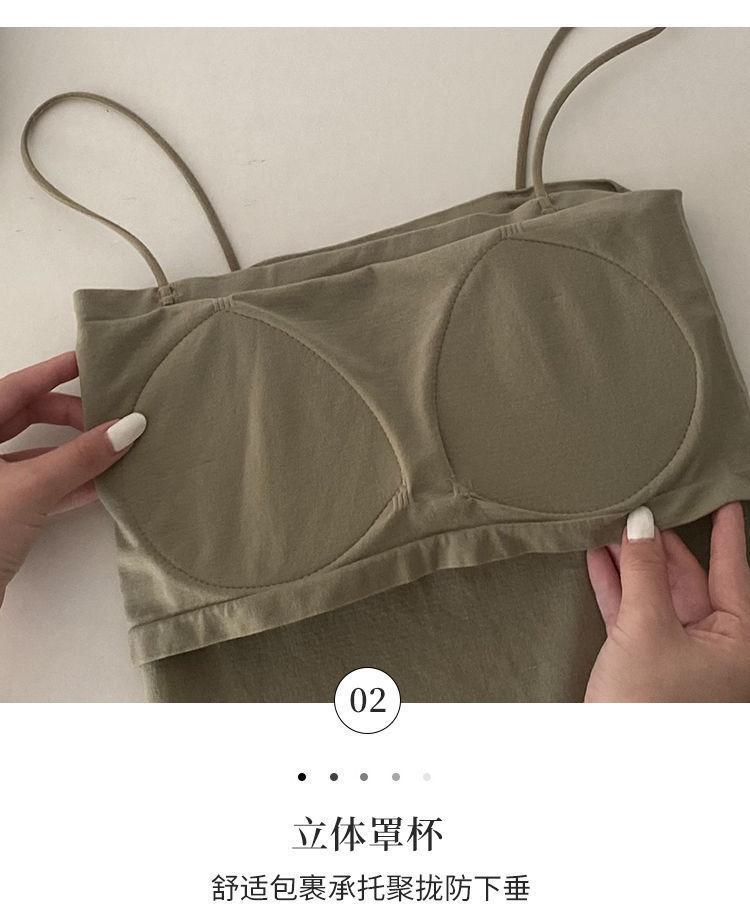 Product Introduction of Seamless Beauty Back Bandeau Camisole Women's Integrated Fixed Chest Pad Inner and Outer Wear Spaghetti Straps Chest Wrap Bottoming Vest Women 18
