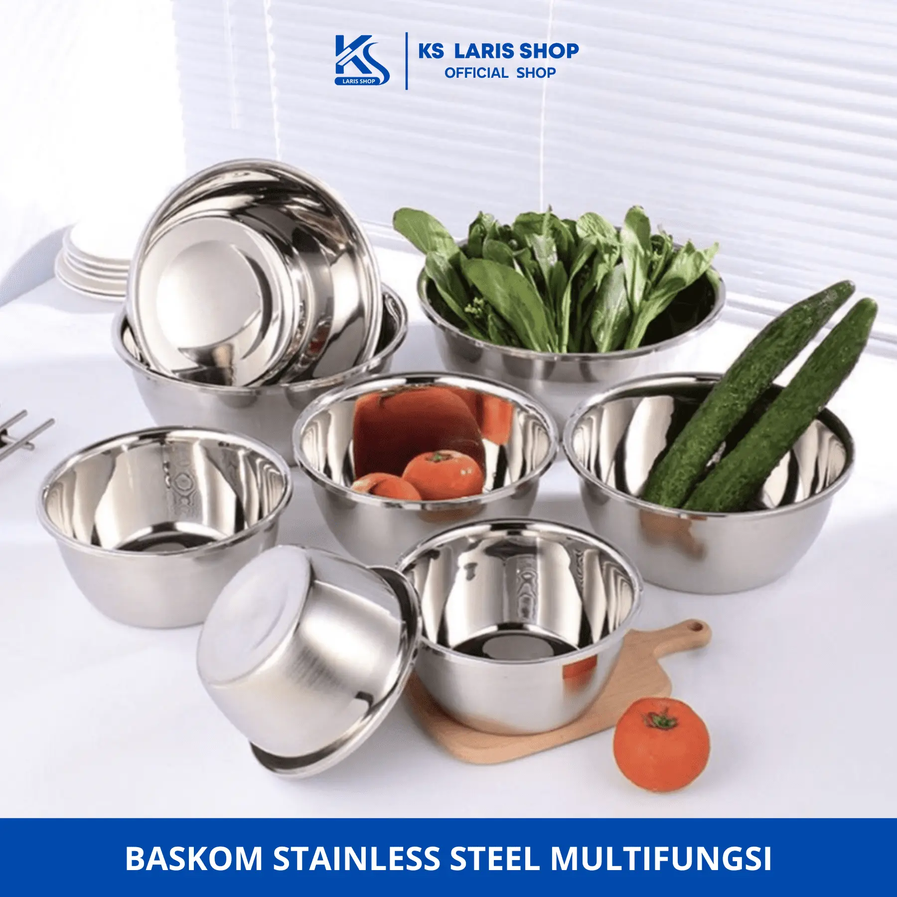 KSL - Baskom Stainless Steel Ukuran 22/18/16/14 CM - Mangkok Aneka - Serbaguna Tebal Dan Murah