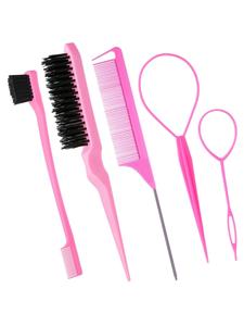 Set de peines para estilizar el cabello de color sólido, juego de herramientas para estilizar el cabello, incluye cepillo para el cabello, cepillo para cejas, peine de cola puntiaguda, herramienta profesional para estilizar el cabello para mujeres y niñas