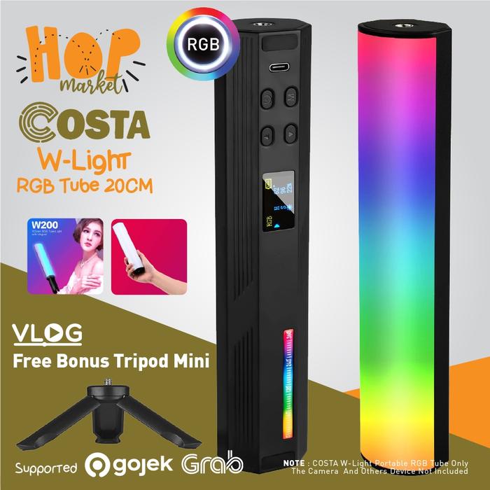 Gambar COSTA W-Light Magnetic RGB LED Light Tube 20cm Lampu Vlog Video Portable for Tiktok / Youtuber 2500-9000K (Free Mini Tripod) - 1 dari hop market Kota Administrasi Jakarta Barat Tokopedia
