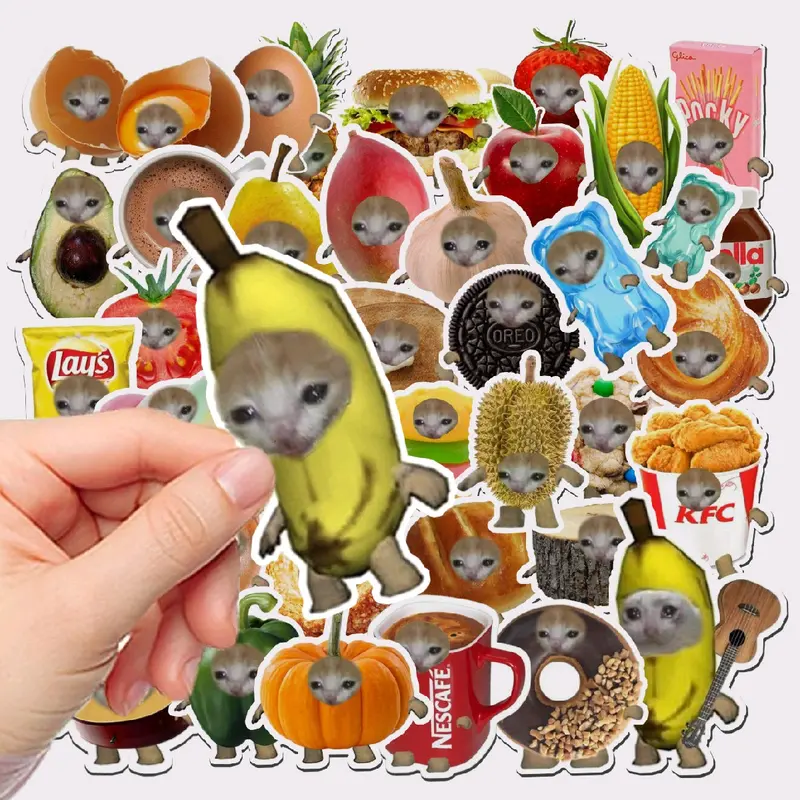 50PCS++ STICKER BANANA CAT | CRYING CAT STIKER | STICKER MEME KUCING LUCU | KUCING CUSTOM STIKER | BISA REQUEST STIKER 0