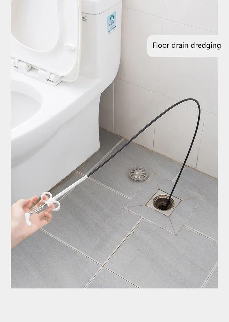 Product Introduction of 160cm Toilet Snake Tube Unblock Bathroom Sewer Dredge Anti-Clogging Tool Telescopic Flexible Pickup Claw Reusable Drain Cleaners 53