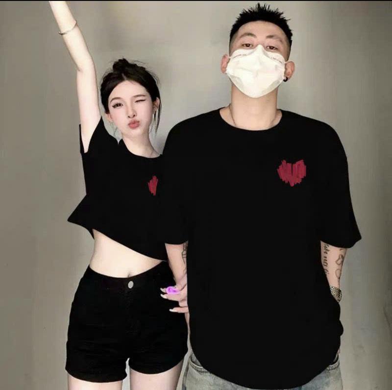  Combo áo đôi gồm áo croptop cho nữ và áo thun cho nam Cotton Polo 