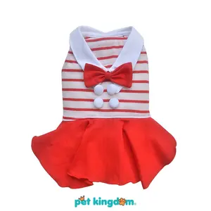 Pet Kingdom Doggy Dolly Baju Dress Anjing Stripe - Merah Baju Kucing Baju Peliharaan Kostum Kucing Kostum Anjing Pakaian Kucing