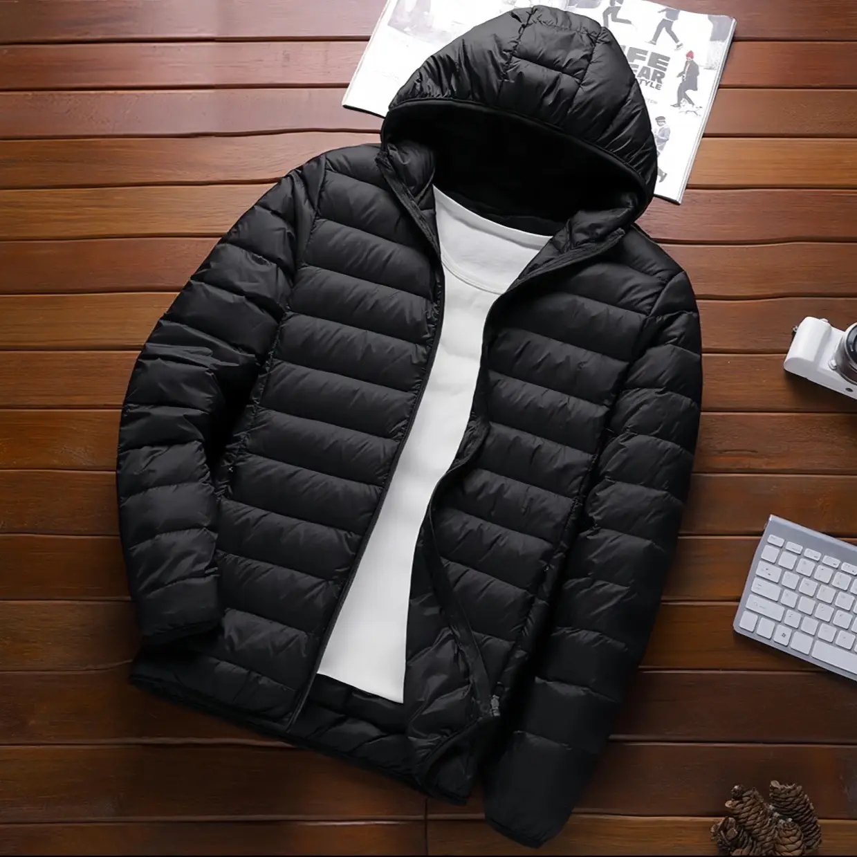 Áo phao siêu nhẹ 2025 Nam Menswear Có Túi Jacket aokhoac nam aopha  onam Nhung Kem aokhoac cao