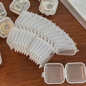 20pcs Mini Caja para guardar joyas, Estuche para joyas cuadrado transparente para aretes y anillos, Organizador de almacenamiento de joyas para viajes y uso diario