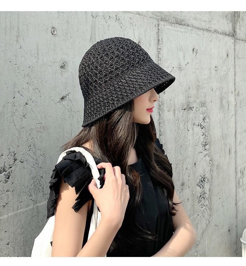 Product Introduction of 1157Fashion Luxury Women's Summer Straw Bucket Hat - Wide Brim, Foldable, Hollow, Sun Visor#FashionHat #SummerStyle #WomenFashion bucket hat 19