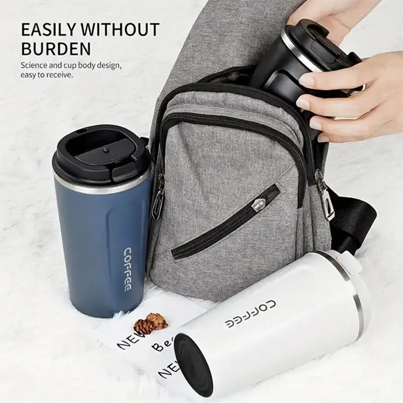 510ML Coffee Cup, 1pc Leak-proof Travel Thermos, Double Stainless Steel Coffee Cup, Car Thermos for Tea, Water, Coffee 4