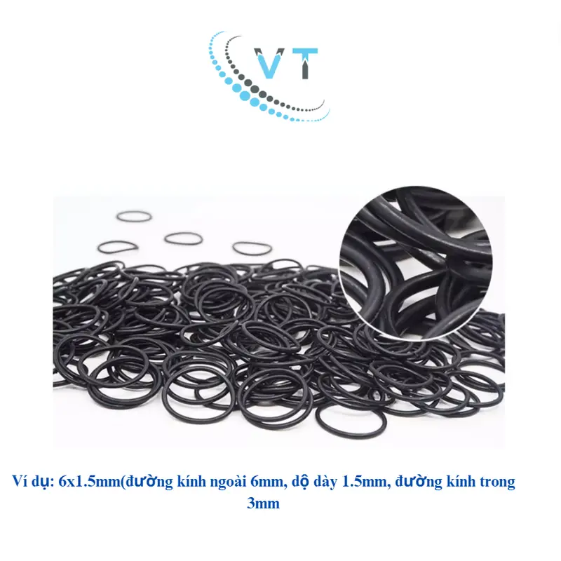 Gioăng cao su Oring NBR, Dày 1.5mm, Đường kính ngoài từ 6mm đến 20mm(túi 20 sợi) 2