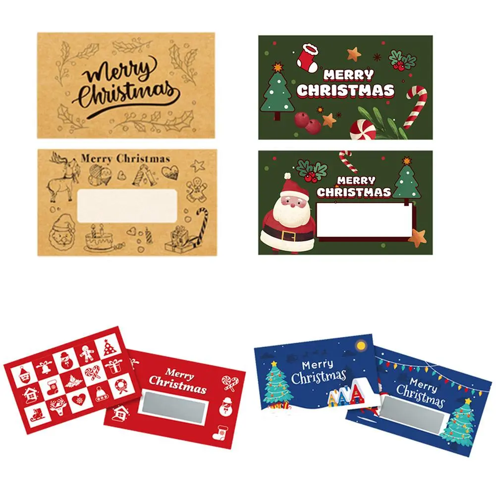 30pcs/set Cartoon Christmas Scratch Card Christmas Event Handwritten Scratch Award Card Student Reward Lucky Scratch Fun