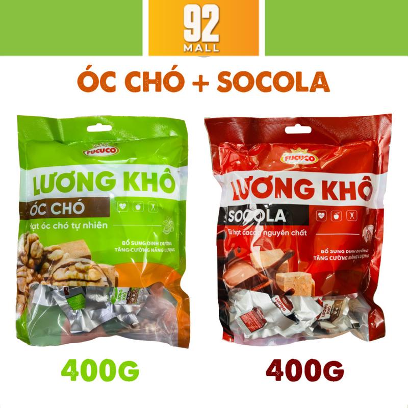 Lương Khô Óc Chó và Socola Túi 400g Bổ Sung Năng Lượng Ăn Vặt Bánh Quy