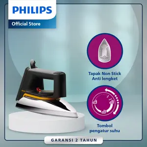 Philips Setrika Kering Classic HD1172/99 - Hitam Tapak Anti Lengket, seterika, seterika philips, gosokan baju, strika, gosokan baju philips, setrika pakaian, setrika terbaik